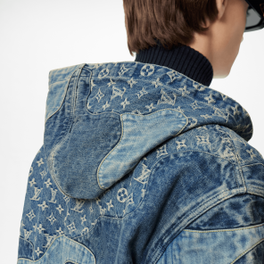 Louis Vuitton Monogram Patchwork Denim taped hoodie